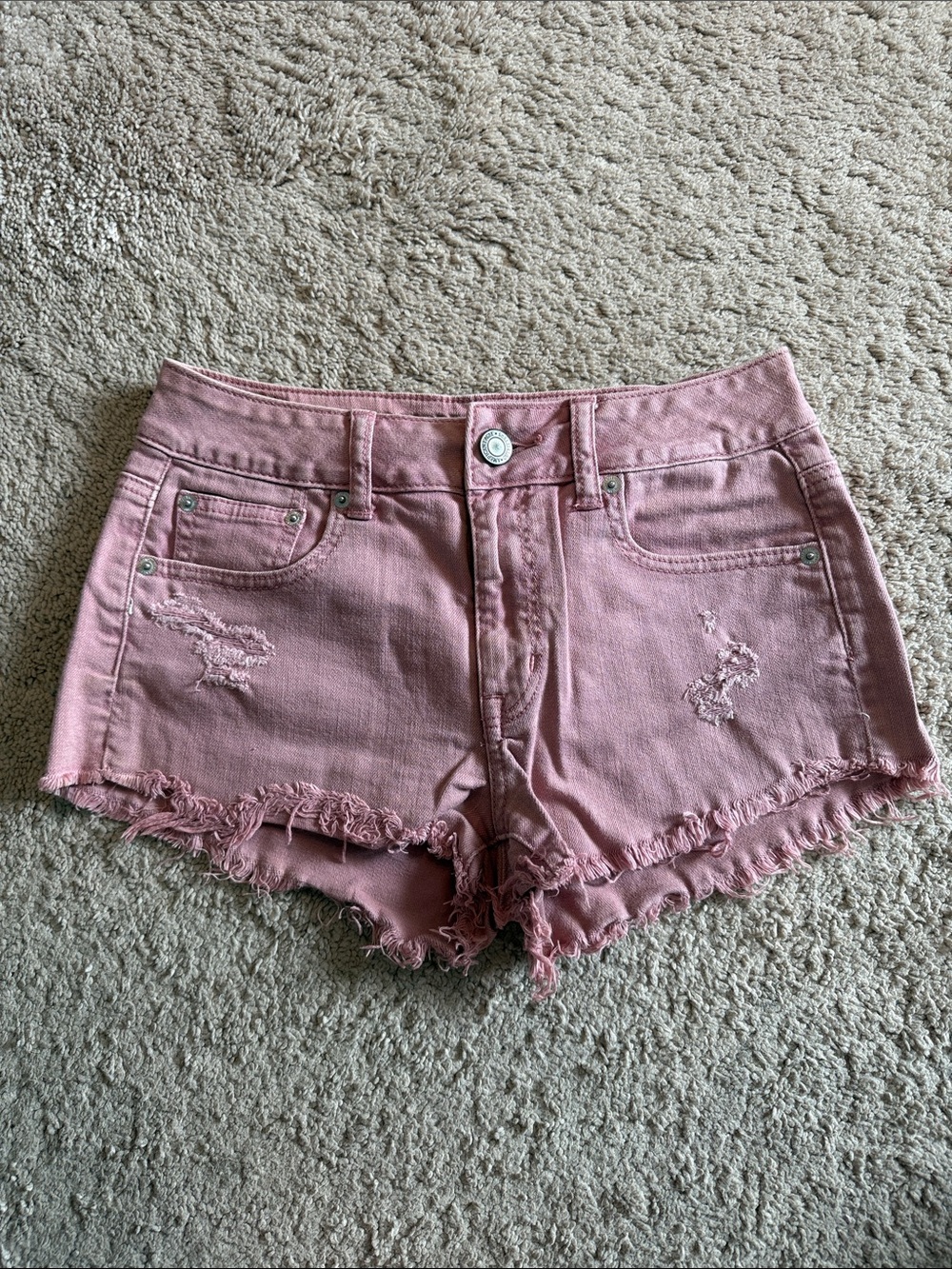 American Eagle Outfitters Pink Distressed Denim Cutoff Shorts